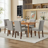 Garvee Esszimmerstühle 6er-Set, Parsons Polsterstühle mit ergonomischer Rückenlehne & Gummibaumholzrahmen, Grau, gepolstert - Grau