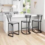 Garvee 26,4" Barhocker Set 6er Grau Velvet Polster Ergonomisch Fußstütze Metallrahmen Für Küchentheke Wohnzimmer
