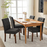 Garvee Esszimmerstühle 4er-Set, Parsons Polsterstühle mit Stoff, ergonomischer Rückenlehne & Holzbeinen, Schwarz, gepolstert - Schwarz