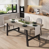 Garvee Industrieller Esstisch für 4-6 Personen mit robustem Metallrahmen, verstellbar, graue Oberfläche, 63 × 80 × 76,2 cm, wasserabweisend, rutschfest - Grau