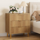 Garvee 3-Schubladen Kommode Holz Modern Mit Metallbeinen Fluted Panel Für Schlafzimmer Und Büro 28"D x 17"W x 30"H Gold - gold