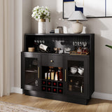Garvee Weinschrank, Mit Getränkehalter, LED, Kippschutz, Getränkehalter, Schwarz