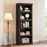 GARVEE Standregal, 5 Ebenen, 62 × 32 × 171 cm, MDF, Landhausstil, Dunkle Eiche – für Wohnzimmer & Büro - Dunkle Eiche
