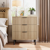 Garvee Leuchte mit 3 Schubladen, modernes Rillendesign, stabile Metallbeine, für Wohnzimmer und Esszimmer, schwarz - schwarz