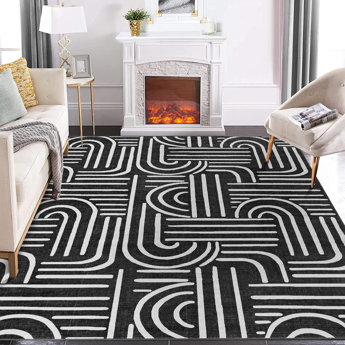 Garvee Waschbarer Kurzflor Teppich 80 x 150 cm Hellgrün Rutschfest Für Wohnzimmer Schlafzimmer