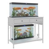 Garvee Aquarienständer für 150-L-Aquarien, bis 300 kg, mit 3 Steckdosen, 2 Schubladen und Unterregal für 38–110 L - Weiß