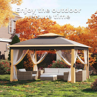 Garvee Pop Up Pavillon 335×335 cm, Mit Moskitonetz, Wasserdicht, UV-Schutz, Höhenverstellbar, Khaki