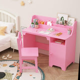 GARVEE Kinderschreibtisch mit Stuhl aus Holz, Ergonomischer und Stabiler Lernschreibtisch für Kinder von 3–12 Jahren, Für Kinderzimmer & Lernbereich, Rosa - Rosa