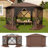 Garvee Sechseckiger Pop-up-Pavillon mit, 4 m, Sechsseitige Konstruktion, Beige/Khaki - Beige/Khaki