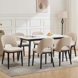 Garvee Esszimmerstühle 6er-Set, moderne Polsterstühle mit Stoff, hoher Rückenlehne & Holzbeinen, Beige, gepolstert - Beige