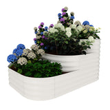 GARVEE 3-in-1 Hochbeet aus Verzinktem Stahl, 3-Stufiges Metall Gemüsebeet mit Offener Basis, Rostfrei und Modular für Garten, Balkon & Kräuter, Weiß - Weiß