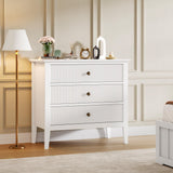 Garvee Weißer Fluted 3-Schubladen-Kommode Modernes Holz Schlafzimmer Flur 31.5"W x 29.5"H Weiß - Weiß