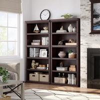 GARVEE Baum-Bücherregal, 5 Ebenen, 80 × 32 × 171 cm, MDF & Metall, Landhausstil, Kirschbaum – für Wohnzimmer & Schlafzimmer