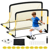 Garvee Fußballtor-Set für Kinder, 2 Pop-up-Tore mit Ball und Zubehör, faltbar, für Garten und Training, 183 × 122 cm - Schwarz-Gelb