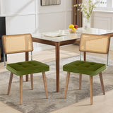 Garvee Esszimmerstühle 2er-Set, mit Rückenlehne, gepolstert, pflegeleicht, Mid-Century, Grün - Grün