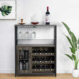 Garvee Weinschrank Barschrank mit verstellbarem Weinregal, Weinglashalter & Mesh-Tür, 69 × 35 × 92 cm, Grau - Grau