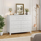 Garvee Kommode mit 10 Schubladen, Kippschutz, 119,9 cm, für Schlafzimmer und Wohnzimmer, Weiß - Weiß