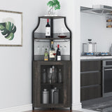 Garvee Eck-Weinregal 47 × 34 × 152 cm, für 50+ Flaschen, Flaschenhalter, MDF und Metall, Dunkelgrau, mit Stauraum, mit Ablage - Dunkelgrau