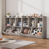 Garvee Kinder-Spielzeugregal im Retro-Stil, 91 × 29 × 80 cm, Aufbewahrungsregal mit 3 offenen Fächern, 2 geneigten Fächern und Kippschutz, für Kinderzimmer und Spielzimmer