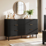Garvee Leuchte mit 6 Schubladen, modernes Rillendesign, für Wohnzimmer und Esszimmer, Schwarz - Schwarz