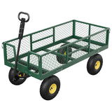 Garvee 2-in-1 Gartenwagen bis 408 kg, Stahl-Transportwagen mit 109 × 51 cm Ladefläche, abnehmbaren Gitterseiten, 25 cm Luftreifen und Anhängerkupplung, Grün - Grün