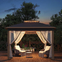 Garvee Pop Up Pavillon 335×335 cm, Mit Moskitonetz, Wasserdicht, UV-Schutz, Höhenverstellbar, Khaki