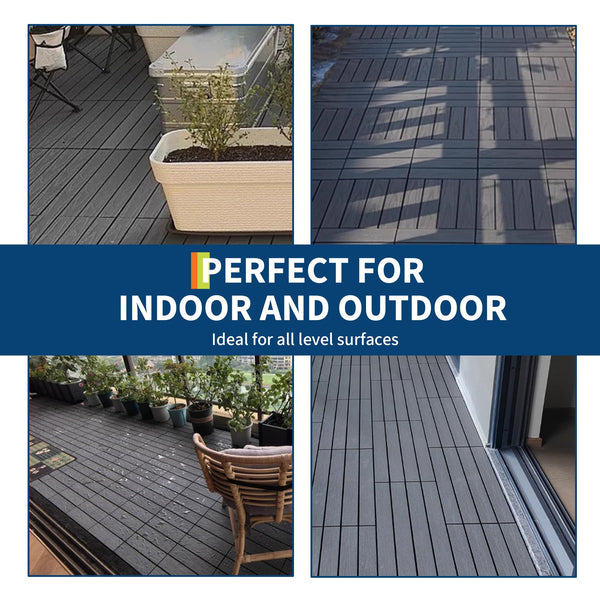 GARVEE WPC Terrassenfliesen 30x30cm für Innen und Außen, Verbundholz Bodenfliesen