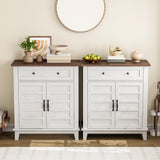 Garvee Sideboard, 80 cm, mit Stauraum, mit verstellbaren Regalen, Vintage, Braun & Weiß - Braun & Weiß