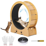 Garvee XL Katzenlaufrad aus Holz, 110 cm Katzentrainingsrad mit Leisen TPE-Rollen, Sicherheitsverriegelung, Kratzteppich, bis 50 kg, Naturholz