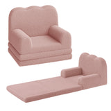GARVEE Kindersofa 2-in-1 ausklappbar, Kinder-Sessel und Liege mit Sherpa-Bezug, waschbar, bis 68 kg, Rosa - Rosa