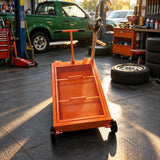 Garvee Altöl-Auffangwagen 76 L mit Handkurbelpumpe, mobiler Ölauffangbehälter aus Q235A-Stahl mit gebremsten Lenkrollen, 88 × 52 × 20 cm, Orange