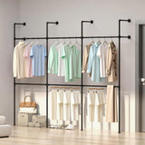 Garvee Wand-Kleiderstangensystem 301 × 32 × 213 cm, Schwerlast-Kleiderständer bis 454 kg mit 6 Kleiderstangen, modular für begehbare Kleiderschränke, Schwarz