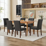 Garvee Esszimmerstühle 6er-Set, Parsons Polsterstühle mit Stoff, ergonomischer Rückenlehne & Gummibaumholzrahmen, Schwarz, gepolstert - Schwarz