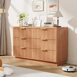Garvee Moderne Kommode mit 6 Schubladen für Schlafzimmer, kompakte Aufbewahrung, 47,24 × 40 × 75,5 cm, robustes Holz mit goldenen Griffen, mit Stauraum - Naturholz