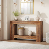 Garvee 119,4 cm Konsolentisch für Flur mit 2-Stufigem Stauraum Robuster Holzsockel Landhausstil Wohnzimmer & Eingangsbereich Braun, pflegeleicht - Braun