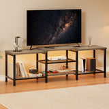 Garvee TV-Schrank, Fernbedienung, LED, USB, Kippschutz, Steckdosen, Grau - Grau