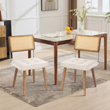 Garvee Esszimmerstühle 2er-Set, mit Rückenlehne, gepolstert, pflegeleicht, Holz, Mid-Century, Beige - Beige