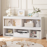 Garvee Kinderregal mit 1 Schublade, weißes Kinderbücherregal mit offenen Ablagefächern und Kippschutz, Aufbewahrungsregal für Kinderzimmer und Spielzimmer - Weiß