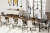 Garvee Esstisch 2-teiliges Set 180 cm, Holzwerkstoff & Metallbeine, verstellbare Fußgleiter, Rustikal, Braun, höhenverstellbar - Braun