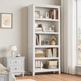 GARVEE Standregal, 5 Ebenen, 80 × 30 × 181 cm, MDF, verstellbare Ablagen, Weiß – für Wohnzimmer & Schlafzimmer - Weiß