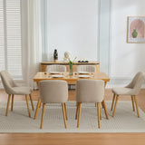 Garvee Esszimmerstühle 6er-Set, moderne Polsterstühle mit Stoff, ergonomischer Rückenlehne & Holzbeinen, Beige, gepolstert