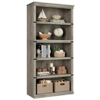 GARVEE Standregal, 5 Ebenen, 80 × 32 × 171 cm, MDF & Metall, Landhausstil, Grau – für Wohnzimmer & Schlafzimmer