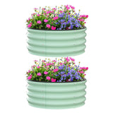 GARVEE Rundes Metall Hochbeet 2er Set, 60 x 30 cm Pflanzbeet aus Verzinktem Stahl, Rostbeständiger Garten Pflanzkasten für Blumen, Gemüse & Kräuter, Grün - Grün