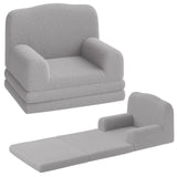 Garvee Kinder-Sofa 2-in-1 Wandelbar Mit Hohem Komfort, Schaumstoff, Weicher Sherpa, Rutschfest, Grau Für Spielzimmer, Leicht Und Sicher - Grau
