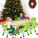 Garvee Kindertisch mit 6 Stühlen höhenverstellbar, 7-teiliges Kinder Tisch- und Stuhlset mit abwischbarer Malfläche, verstellbarer Tischhöhe 48–60 cm, für Kinderzimmer und Spielzimmer