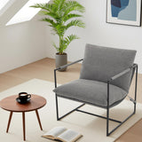 Garvee Sling Akzentstuhl Mit Modernem Metallrahmen Komfortabler Schaumstoff Bezug Bouclé Für Wohnzimmer Büro Balkon 31x31x38 Zoll Beige - Grau
