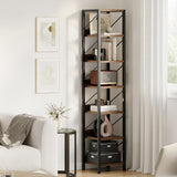 GARVEE Bücherregal, 6 Ebenen, 30 × 30 cm, MDF & Metall, verstellbare Ablagen, Braun – für Wohnzimmer & Schlafzimmer - Braun