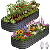 Garvee Metall-Hochbeet im 2er-Set 121, 122 × 61 × 30,5 cm, 122 × 61 × 30,5 cm, Dunkelgrau - Dunkelgrau