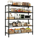 Garvee Metallregal 120 × 45 × 183 cm, 5 höhenverstellbare Böden, bis 1.497 kg Gesamttragkraft, Schwerlastregal aus pulverbeschichtetem Kohlenstoffstahl mit Stecksystem - Schwarz