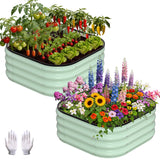 Garvee Metall-Hochbeet im 2er-Set 61 × 61 × 30, 61 × 61 × 30,5 cm, Grü, Grün - Grün